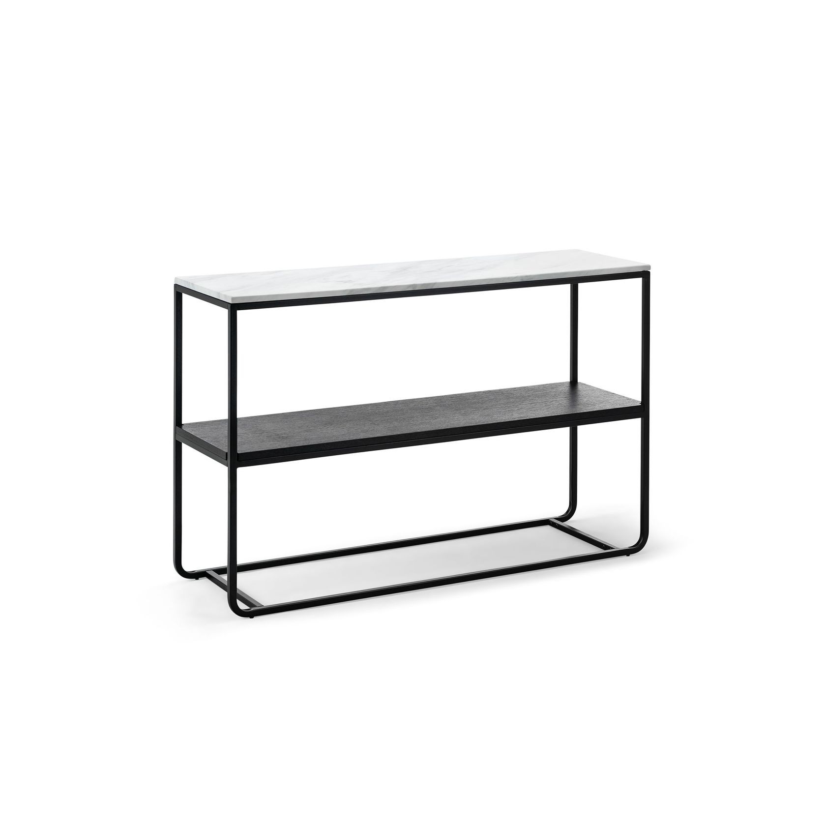 Estoria 120cm White Marble Shelf Console Table | Black gallery detail image