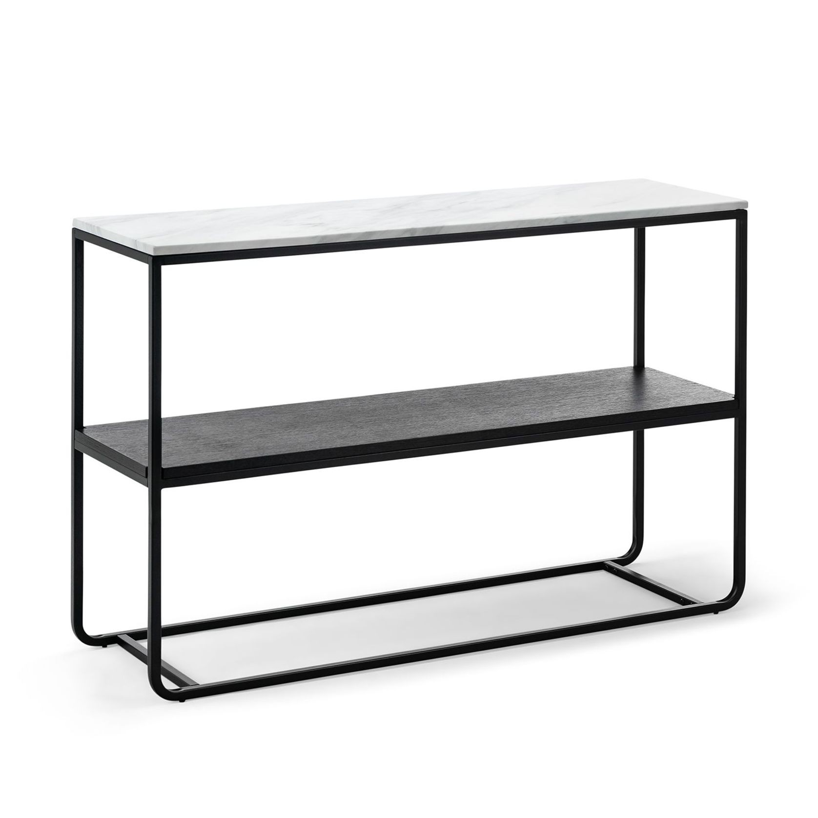Estoria 120cm White Marble Shelf Console Table | Black gallery detail image