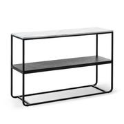 Estoria 120cm White Marble Shelf Console Table | Black gallery detail image