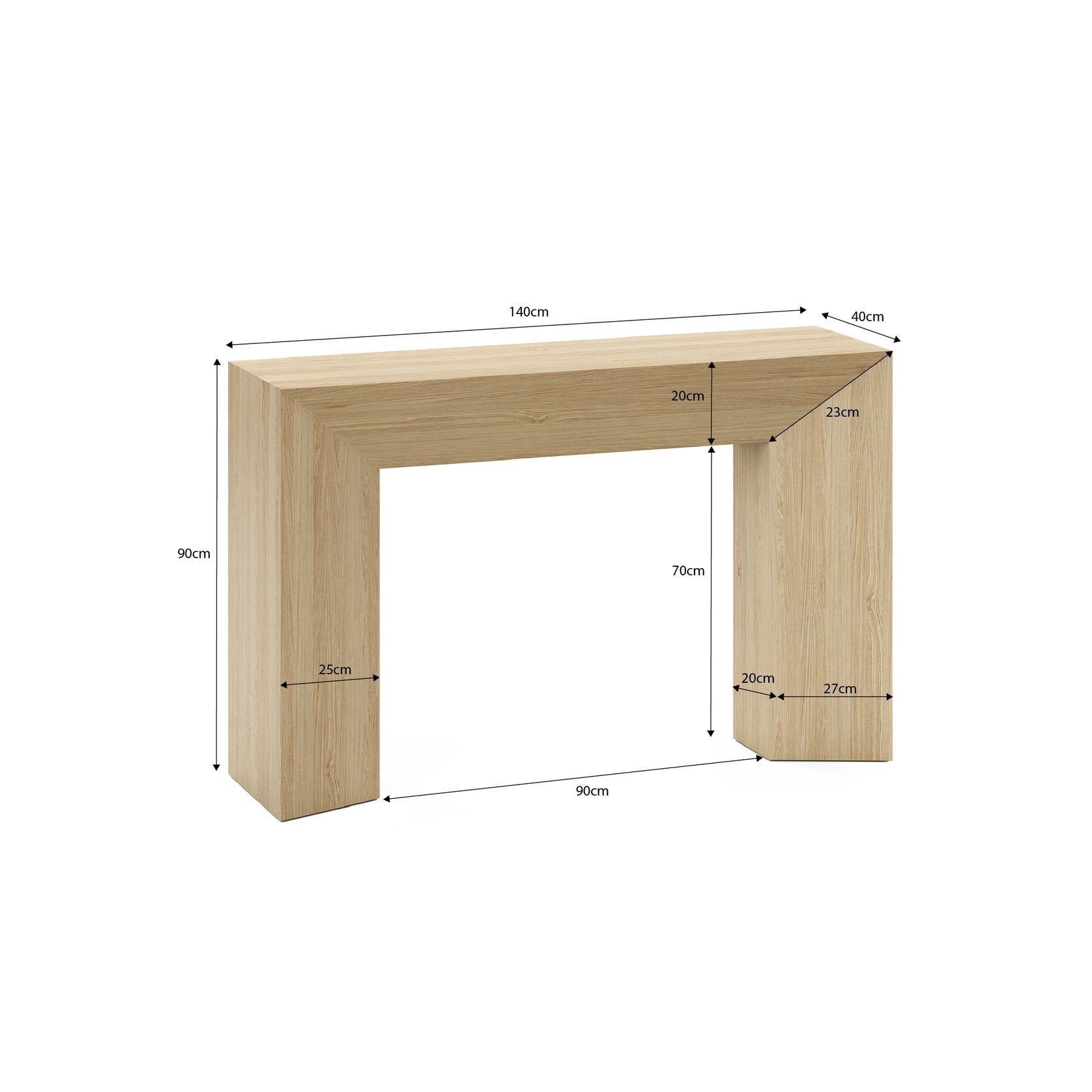 Edje 140cm Oak Tall Console Table | Natural gallery detail image