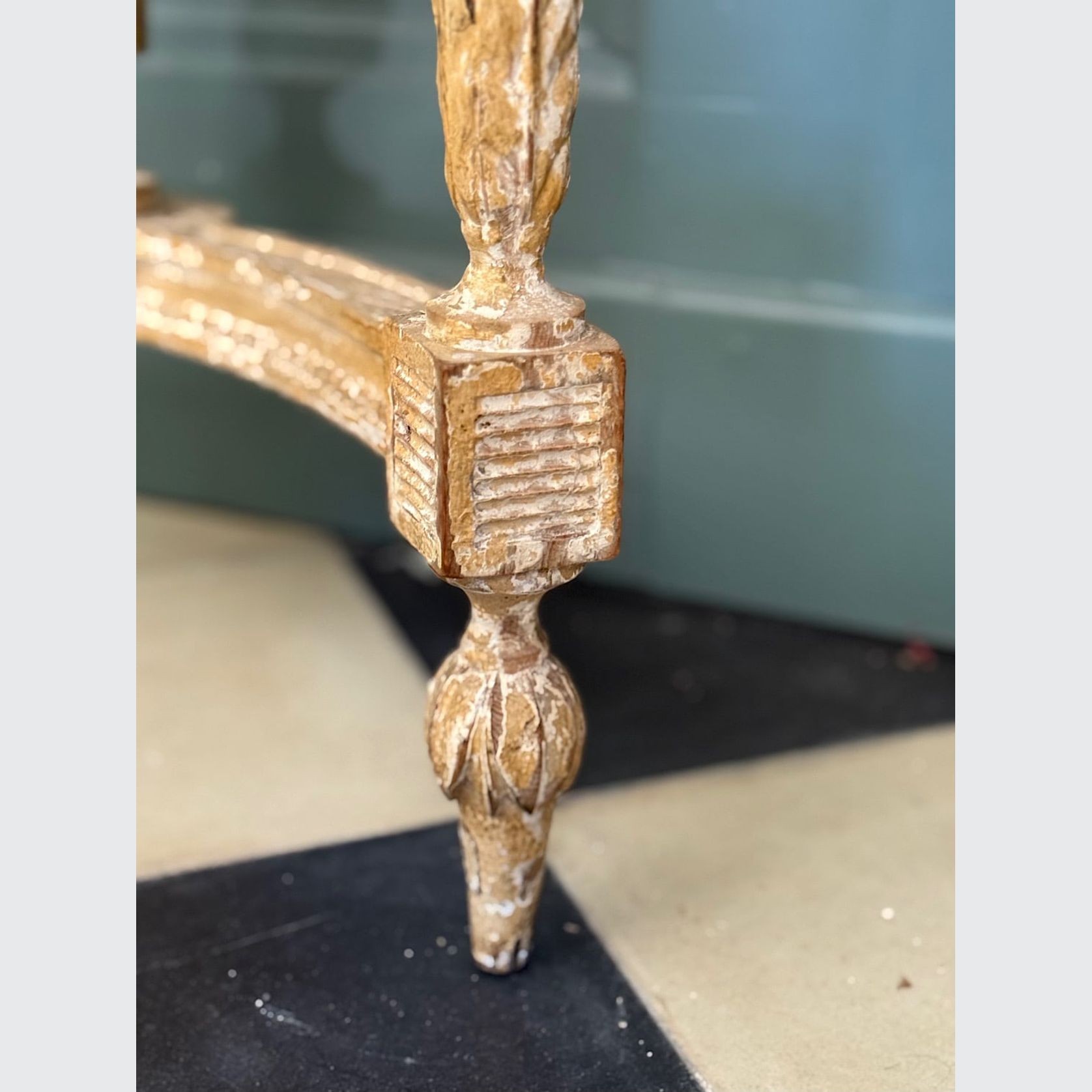 French Louis XVI Painted Demi-lune Consoles (Pair) gallery detail image