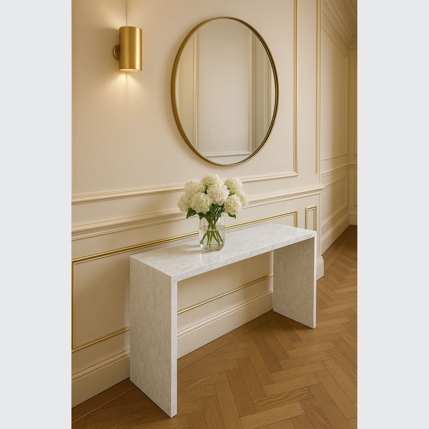 Waterfall Hallway Console - Carrara Marble | Natural Stone Co. gallery detail image