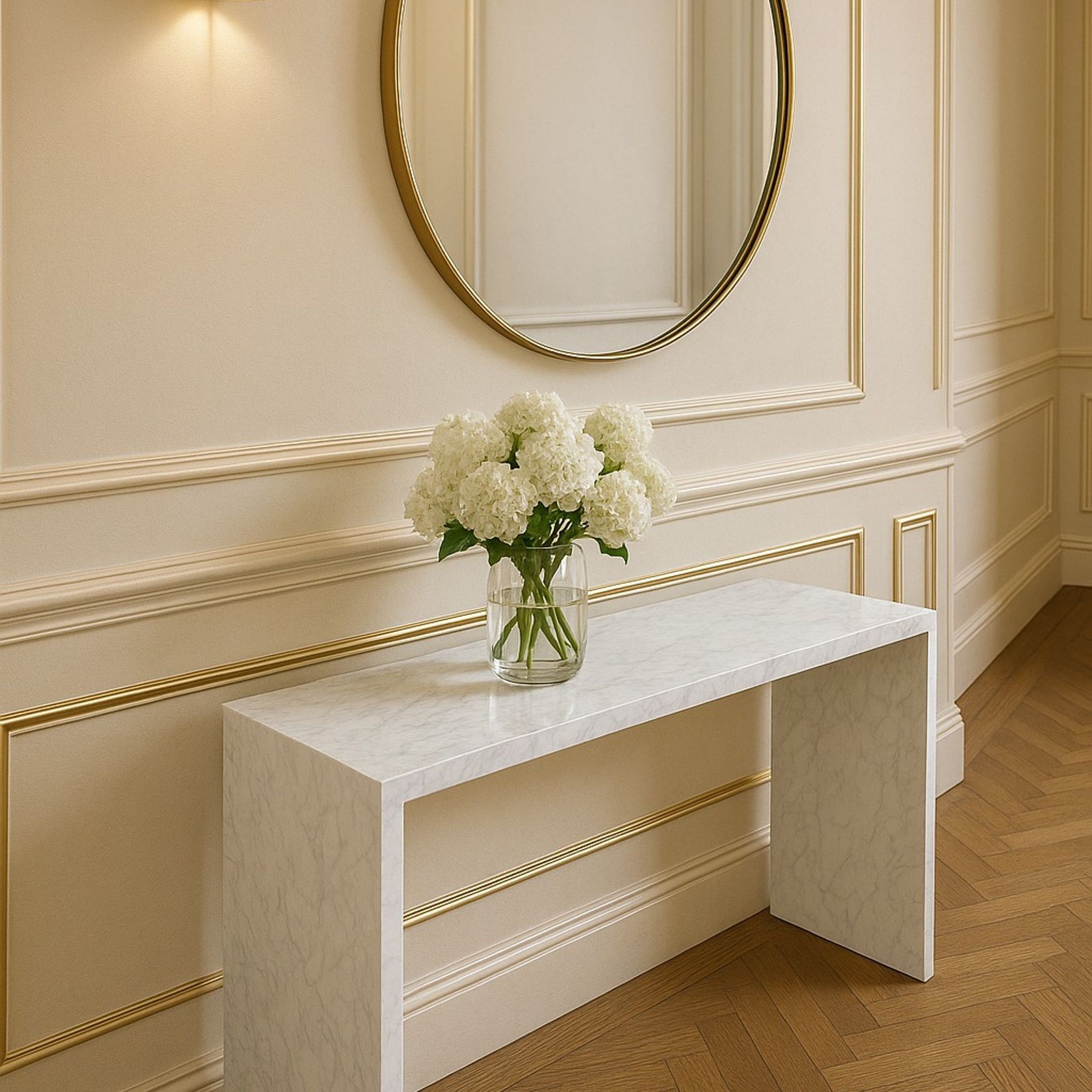 Waterfall Hallway Console - Carrara Marble | Natural Stone Co. gallery detail image