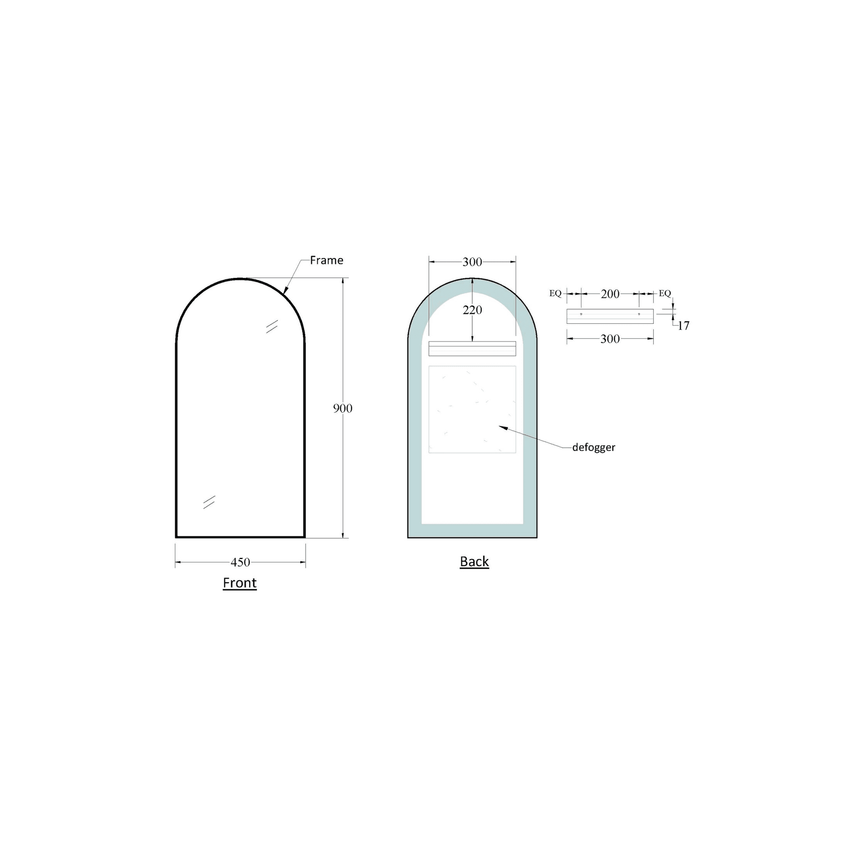 Code Aspect 450 Arch Framed Mirror Range gallery detail image
