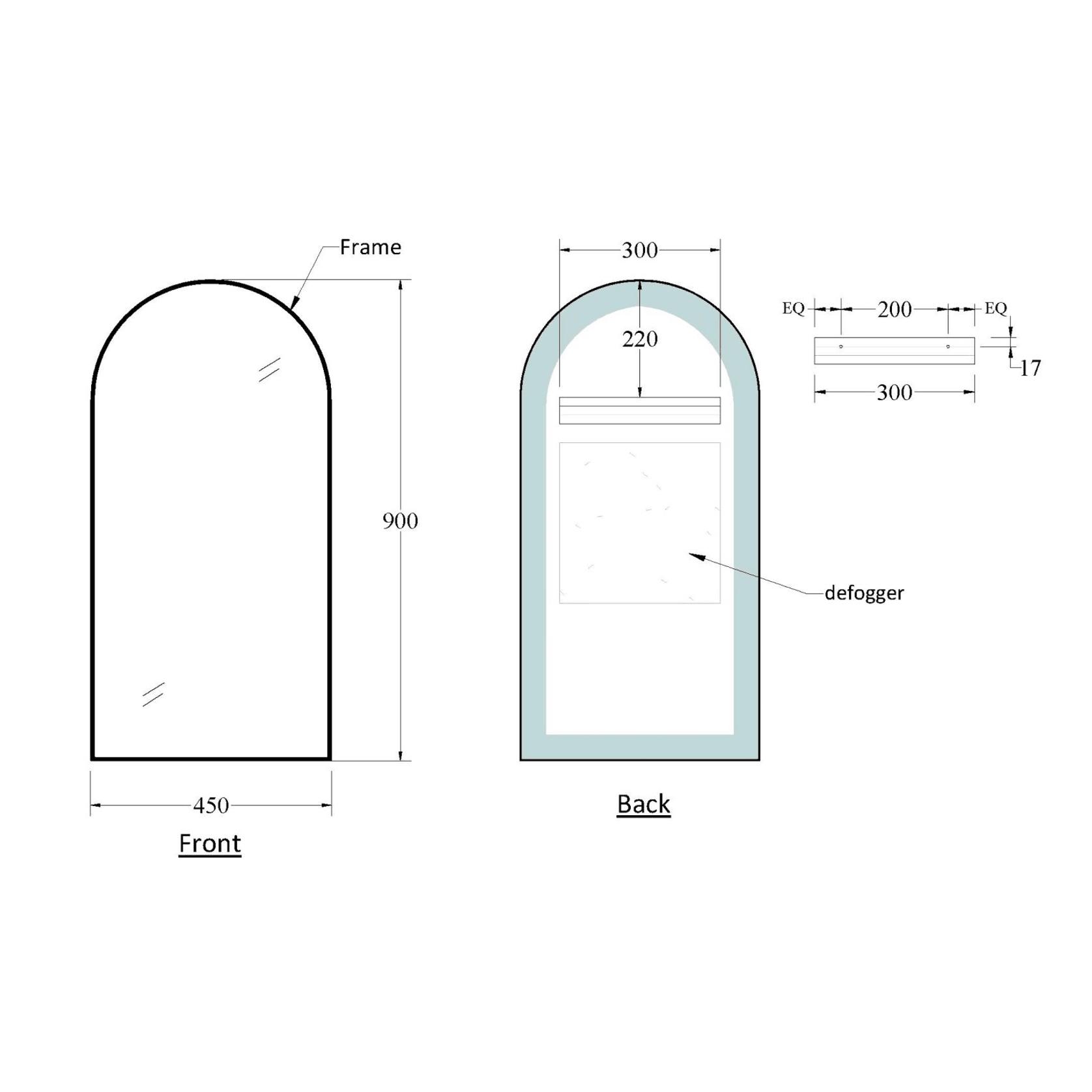 Code Aspect 450 Arch Framed Mirror Range gallery detail image