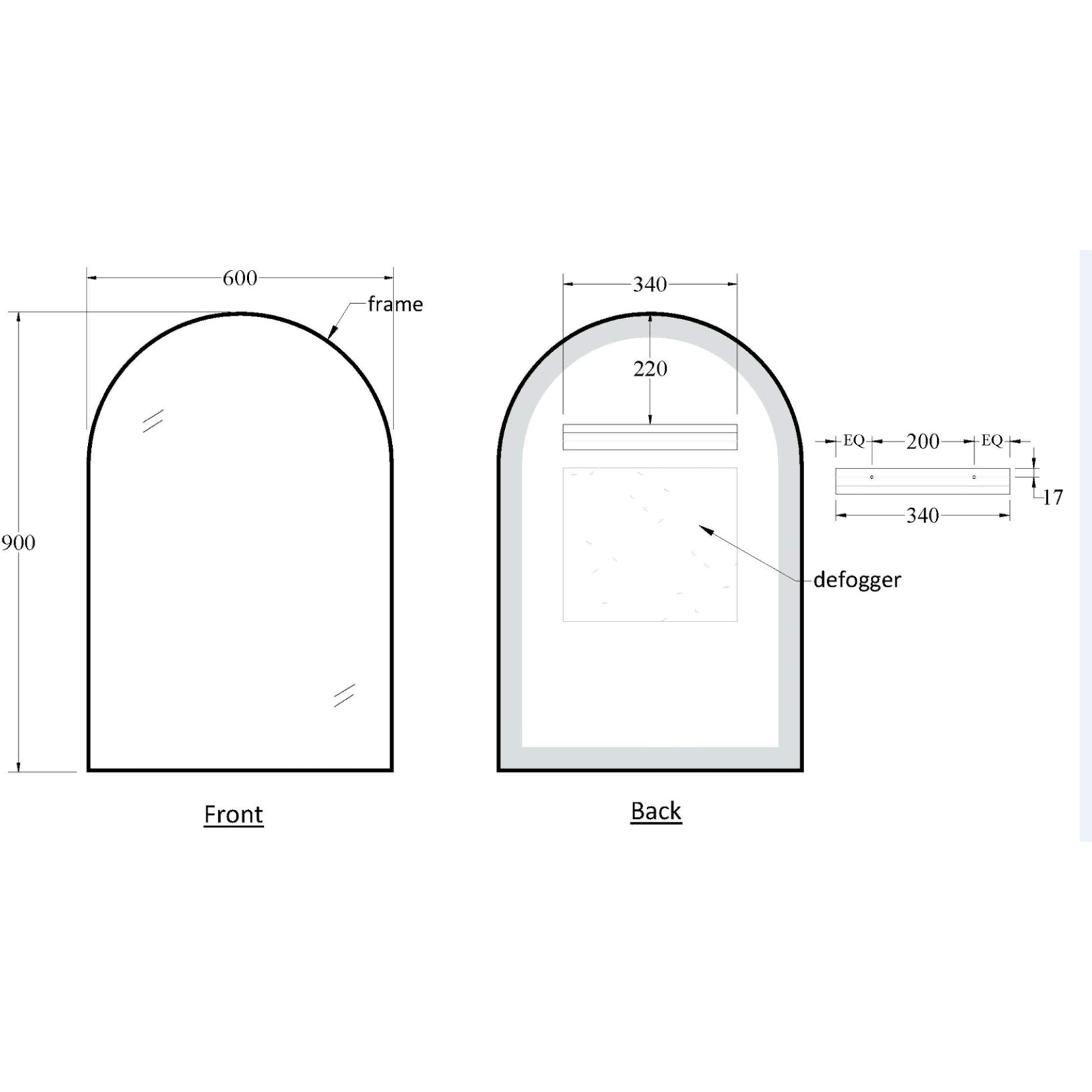 Code Aspect 600 Arch Framed Mirror Range gallery detail image