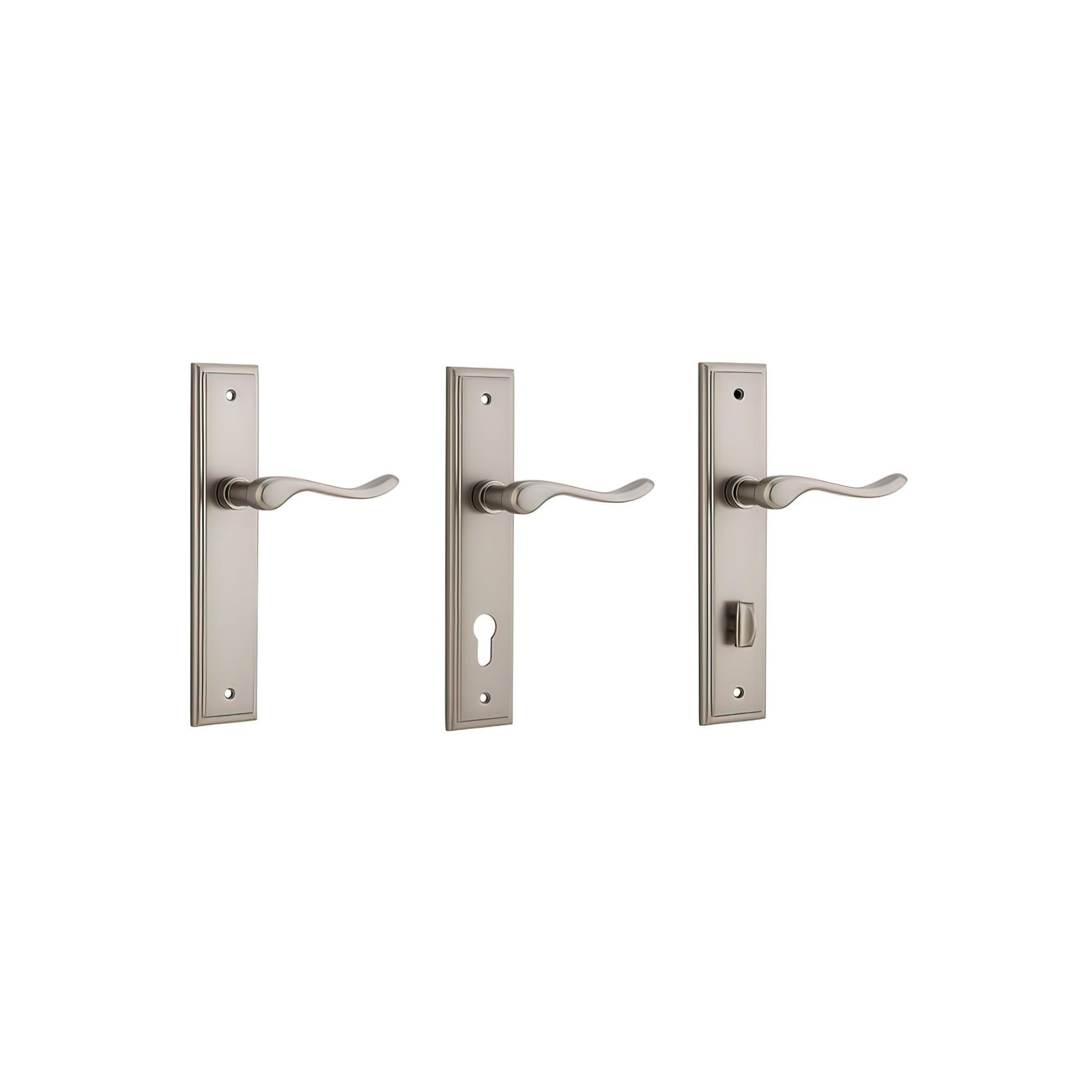 Iver Stirling Door Lever on Stepped Backplate Satin Nickel gallery detail image