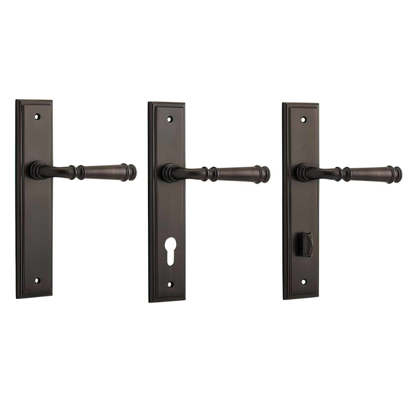 Iver Verona Door Lever on Stepped Backplate Signature Brass gallery detail image