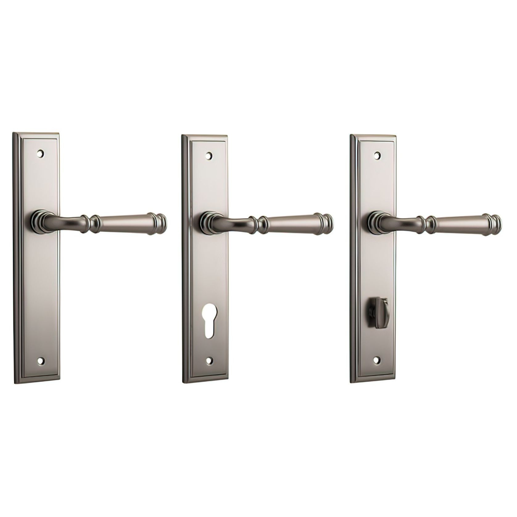 Iver Verona Door Lever on Stepped Backplate Satin Nickel - Customise to your needs gallery detail image