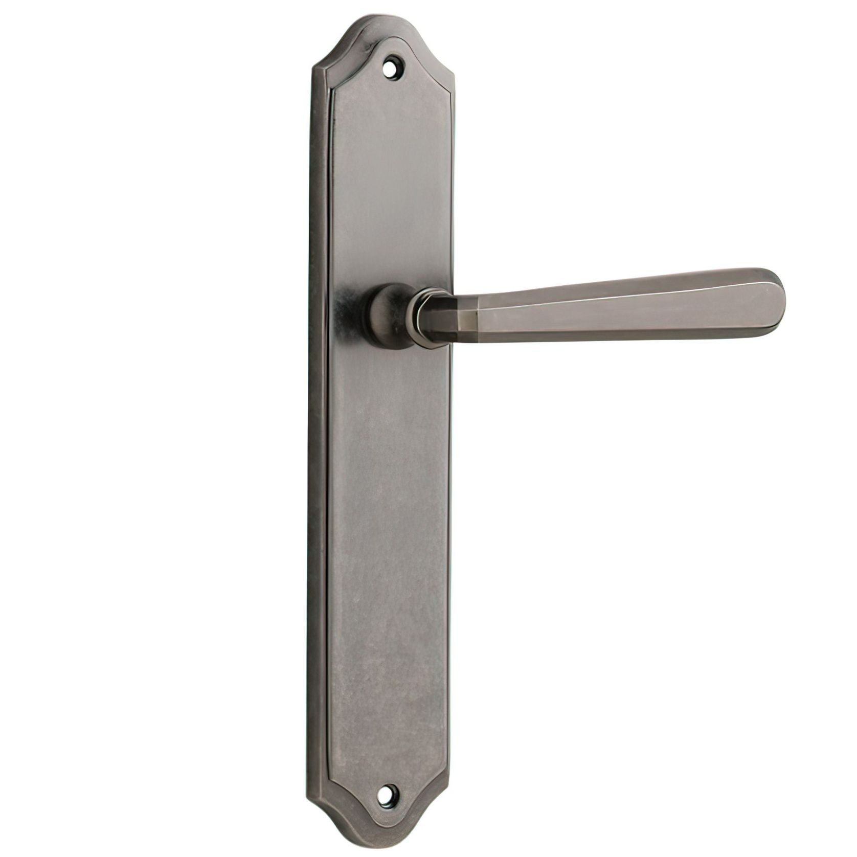 Iver Copenhagen Door Lever on Shouldered Backplate Distressed Nickel gallery detail image
