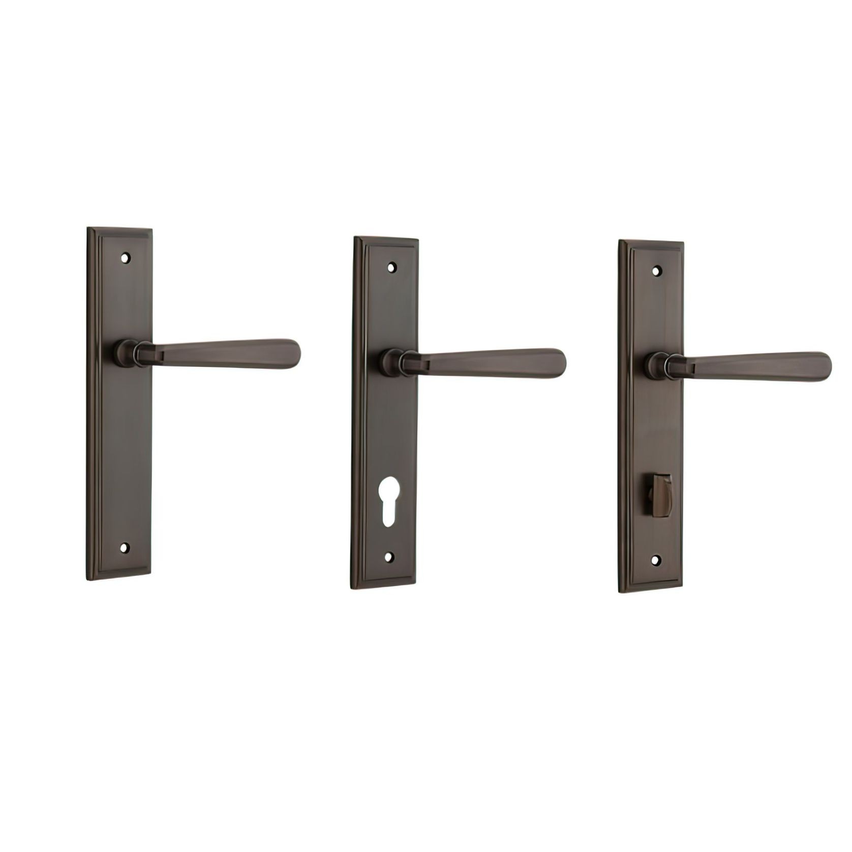 Iver Copenhagen Door Lever on Stepped Backplate Signature Brass gallery detail image