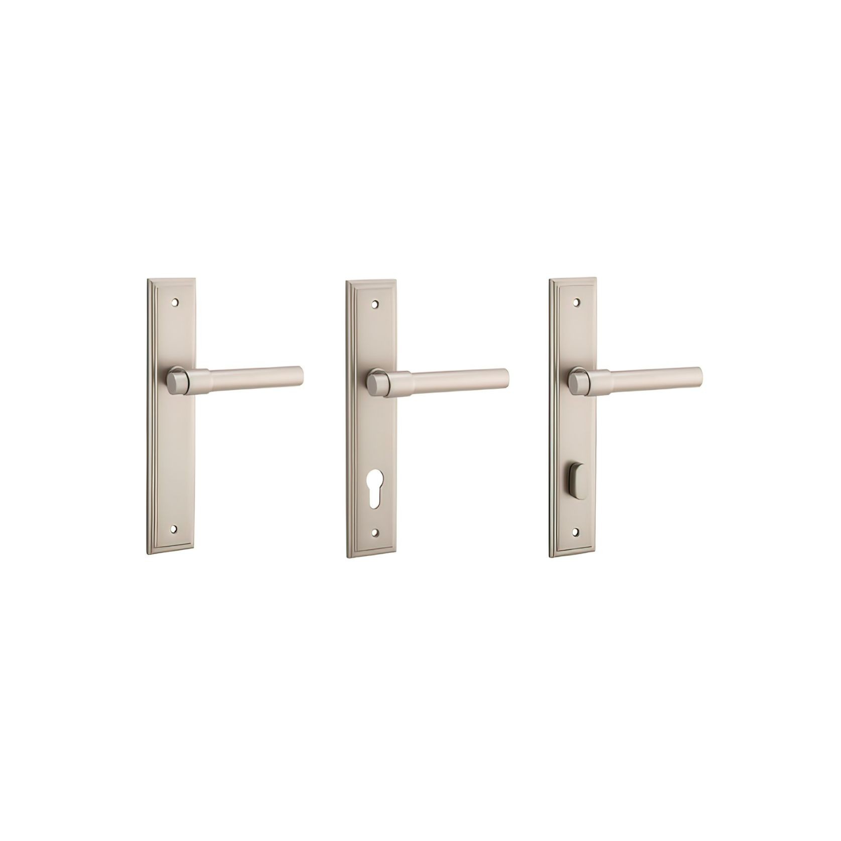 Iver Helsinki Door Lever on Stepped Backplate Satin Nickel gallery detail image