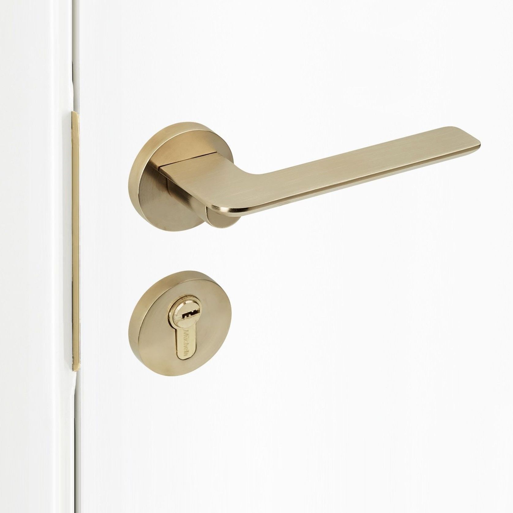 Brushed Brass Door Handle ENTRANCE I Mucheln EDGE Series gallery detail image