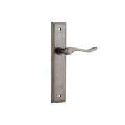 Iver Stirling Door Lever on Stepped Backplate Distressed Nickel gallery detail image
