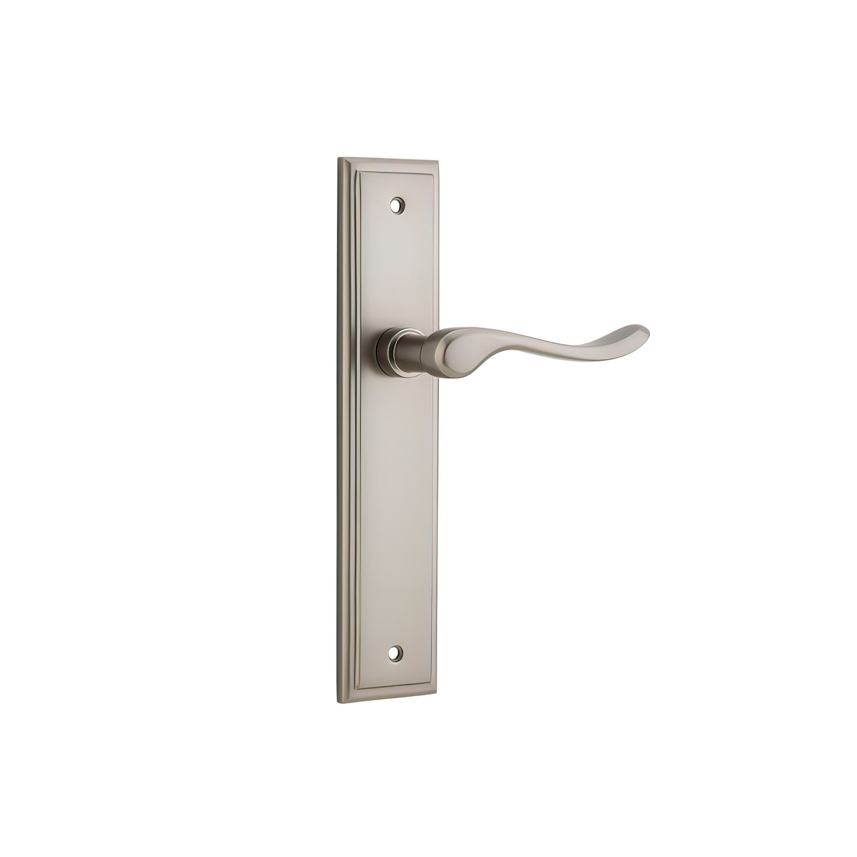 Iver Stirling Door Lever on Stepped Backplate Satin Nickel gallery detail image