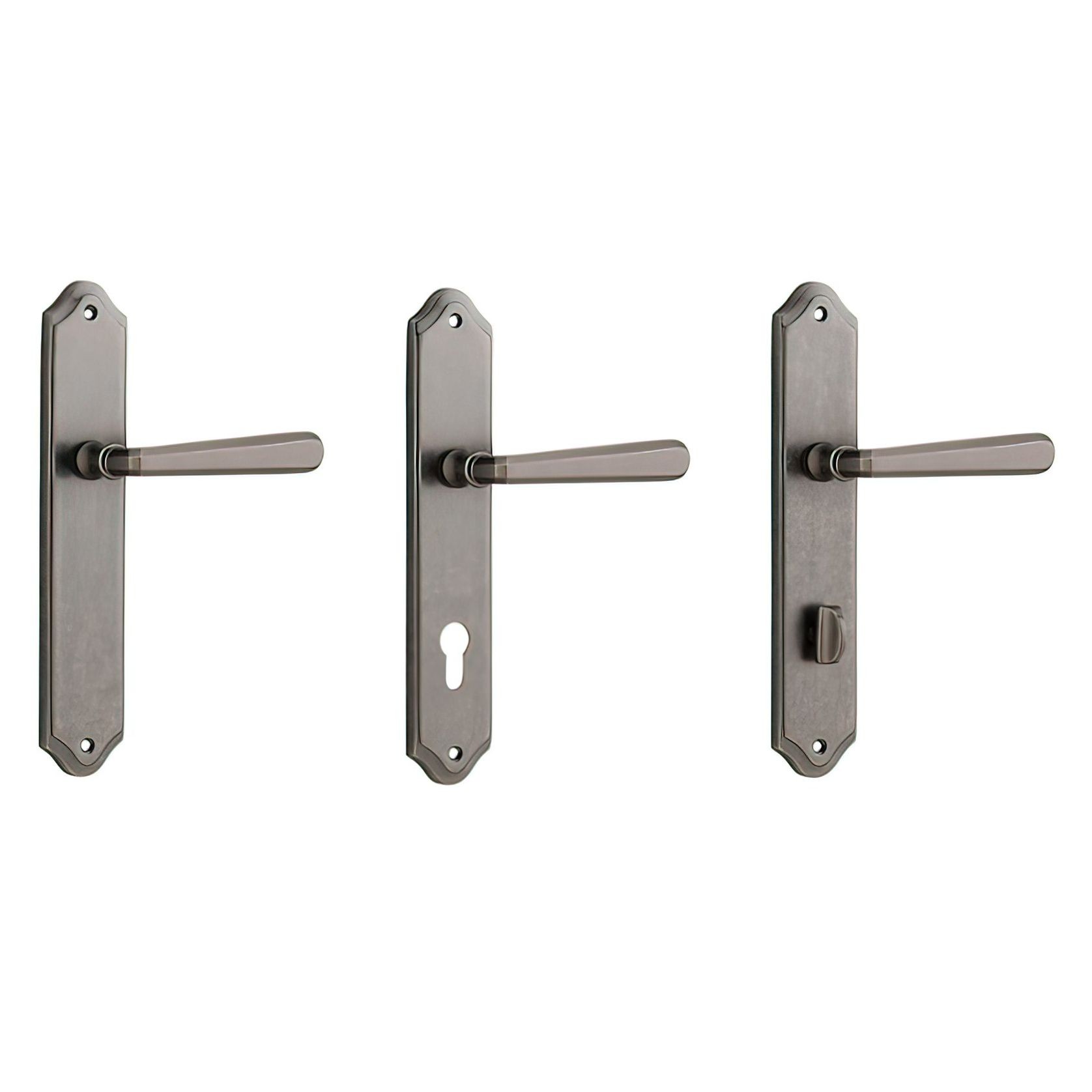 Iver Copenhagen Door Lever on Shouldered Backplate Distressed Nickel gallery detail image
