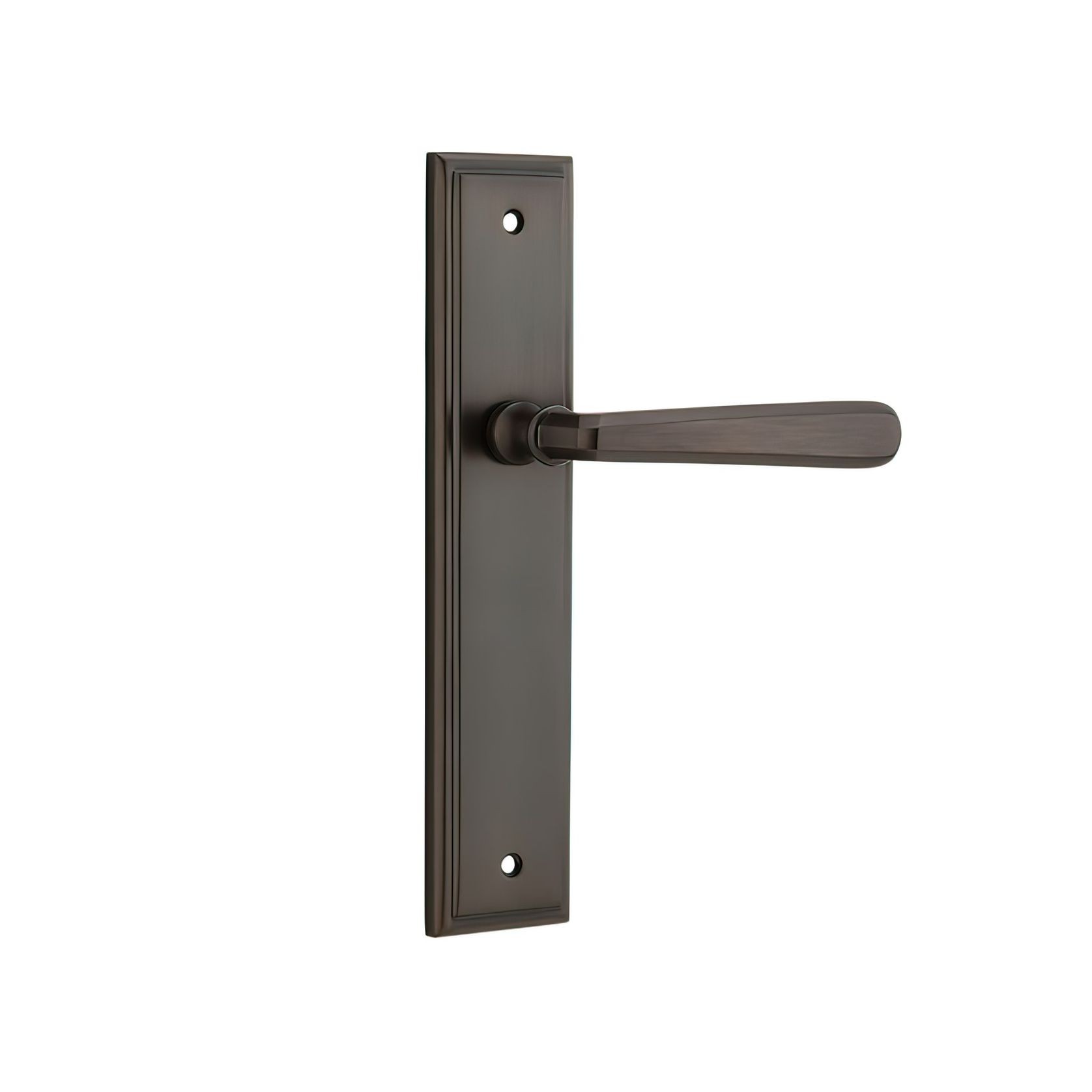 Iver Copenhagen Door Lever on Stepped Backplate Signature Brass gallery detail image