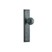 Iver Guildford Door Knob on Stepped Backplate Distressed Nickel gallery detail image