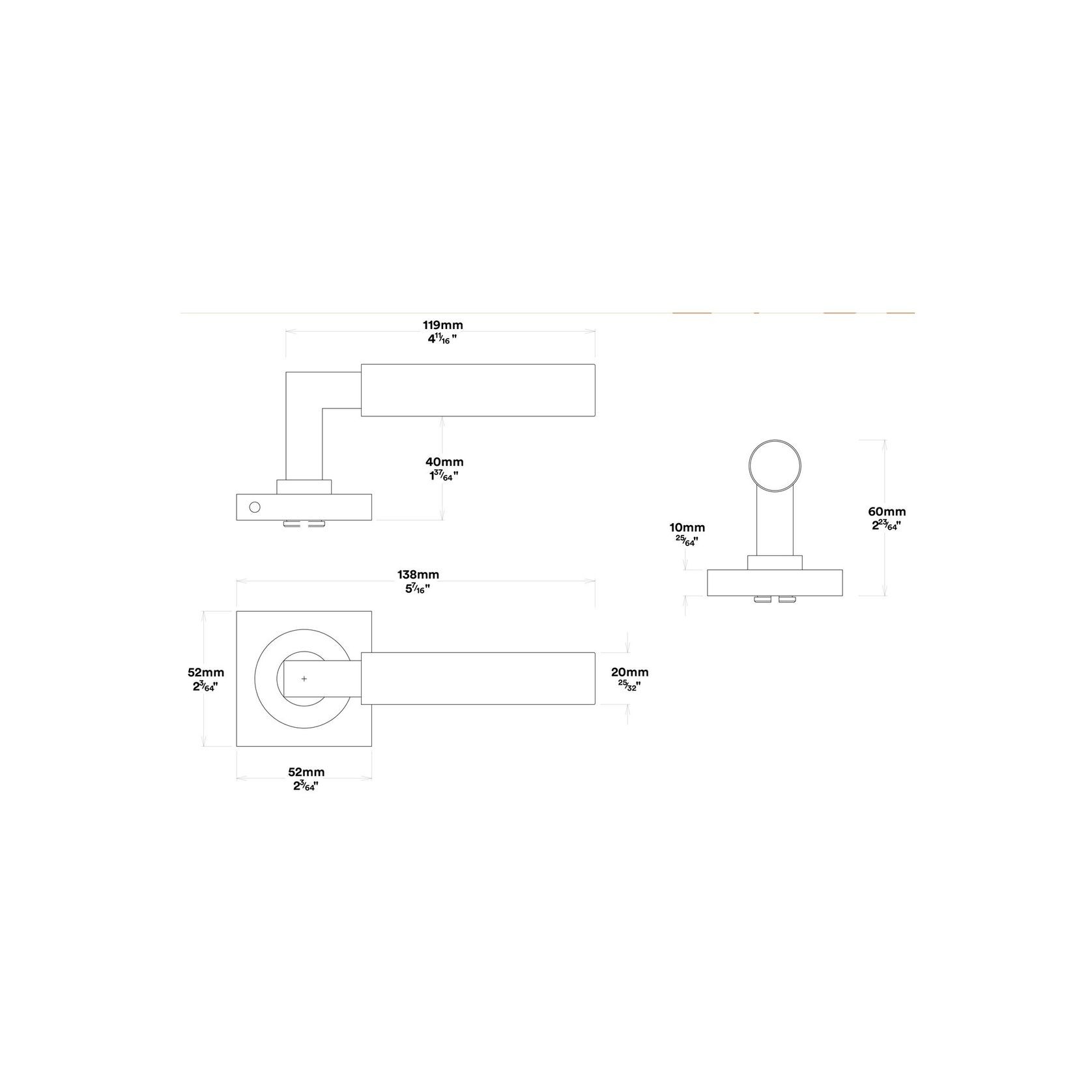Iver Berlin Door Lever Handle on Square Rose Passage gallery detail image