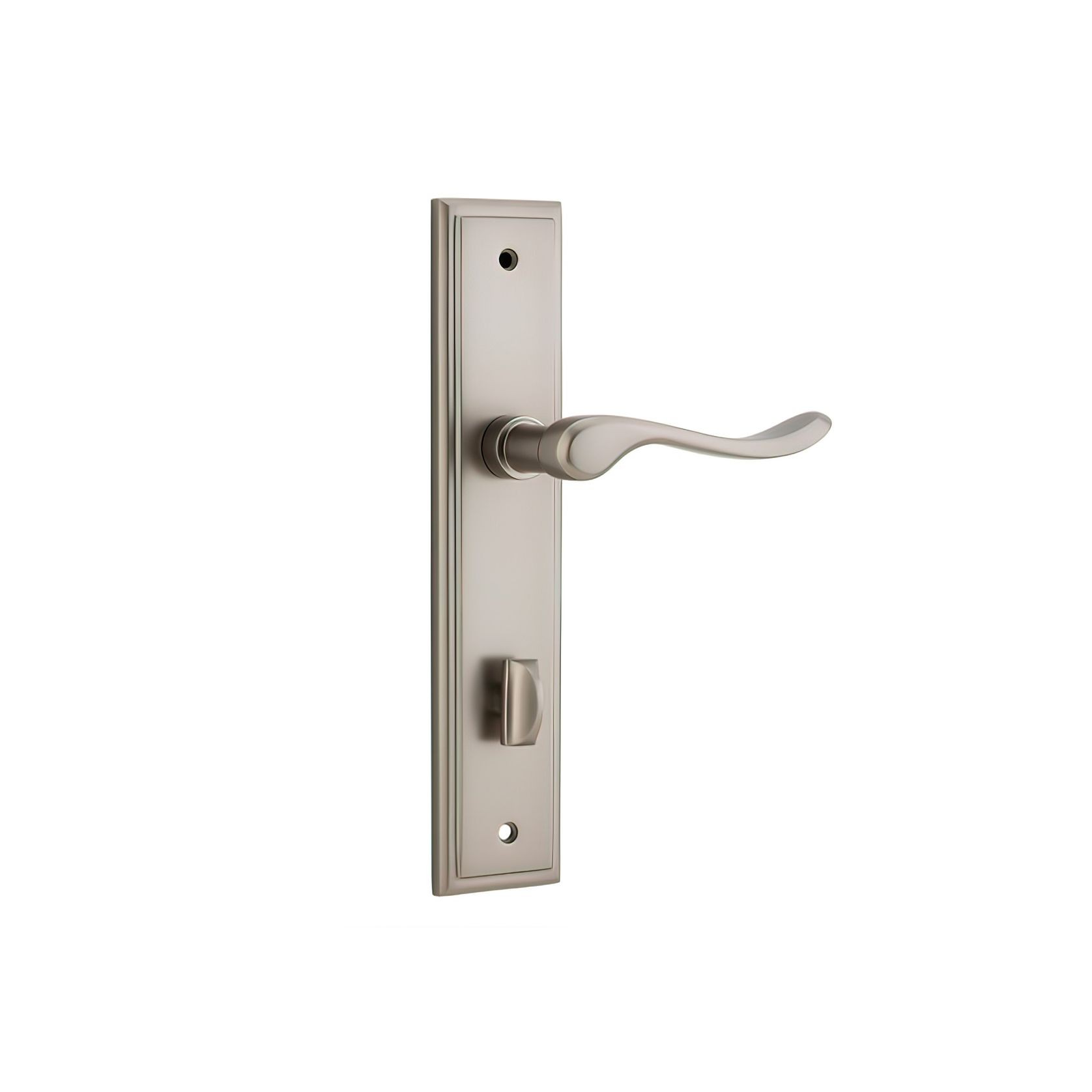 Iver Stirling Door Lever on Stepped Backplate Satin Nickel gallery detail image