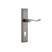 Iver Stirling Door Lever on Stepped Backplate Distressed Nickel gallery detail image