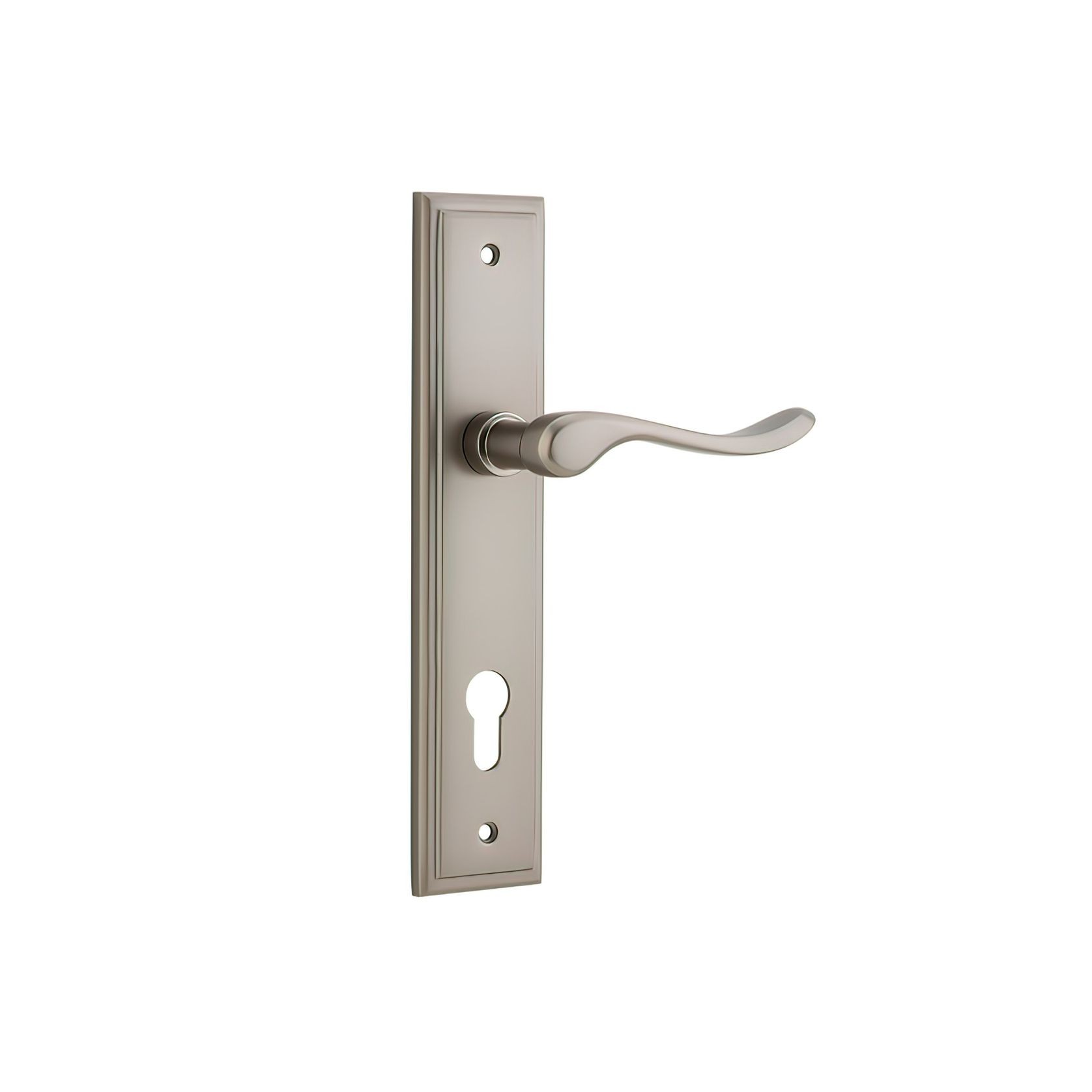 Iver Stirling Door Lever on Stepped Backplate Satin Nickel gallery detail image