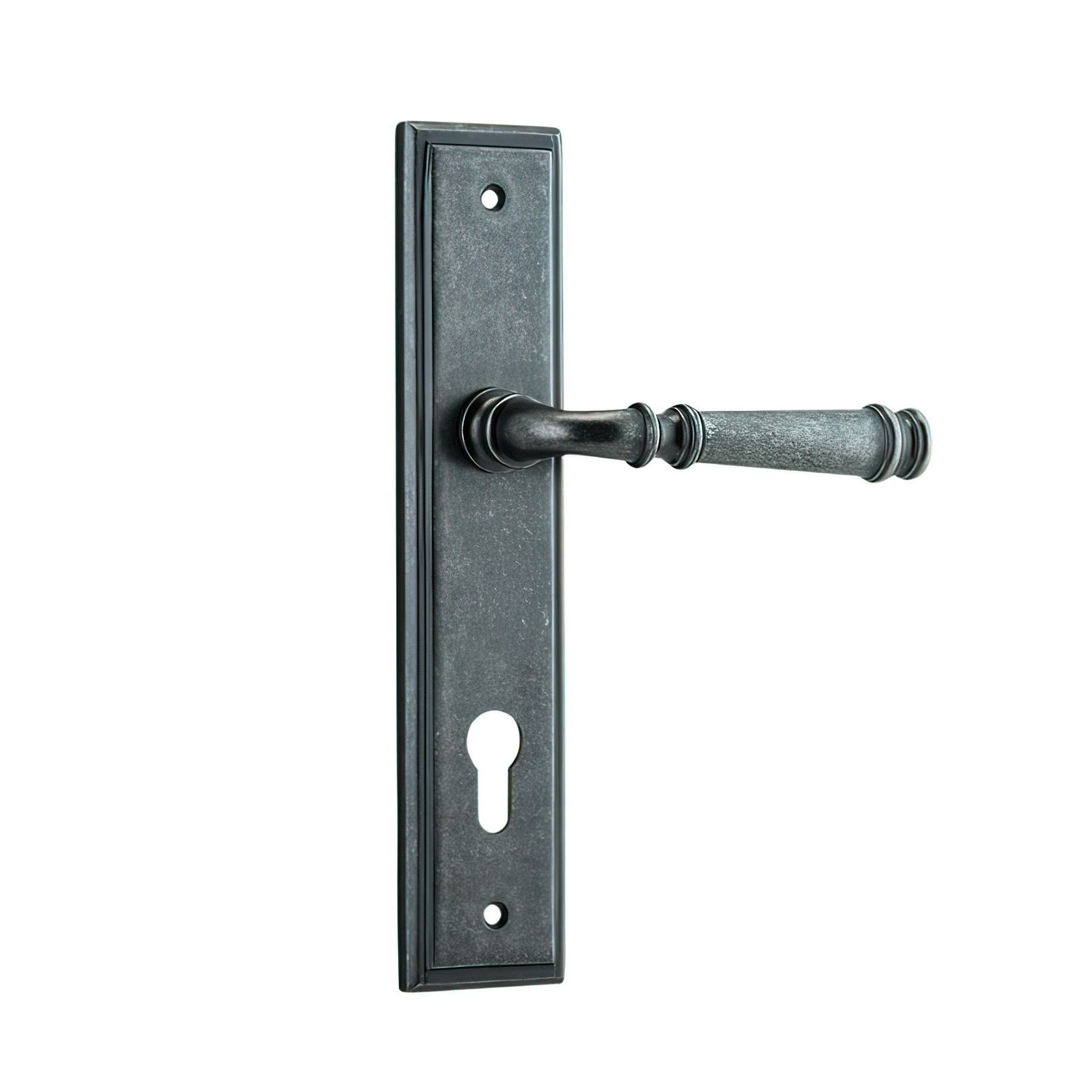 Iver Verona Door Lever on Stepped Backplate Distressed Nickel gallery detail image
