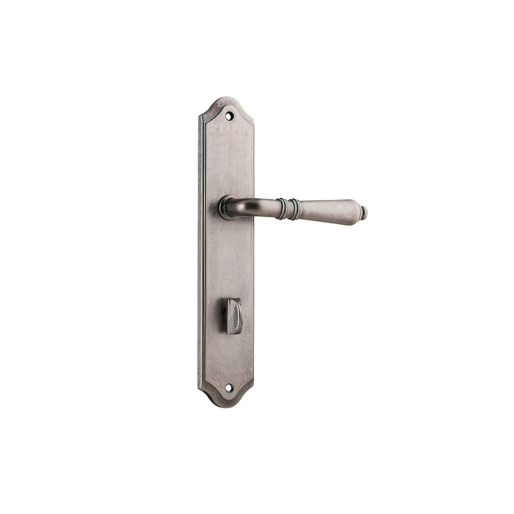 Iver Sarlat Lever Door Handle on Shouldered Backplate Distressed Nickel gallery detail image