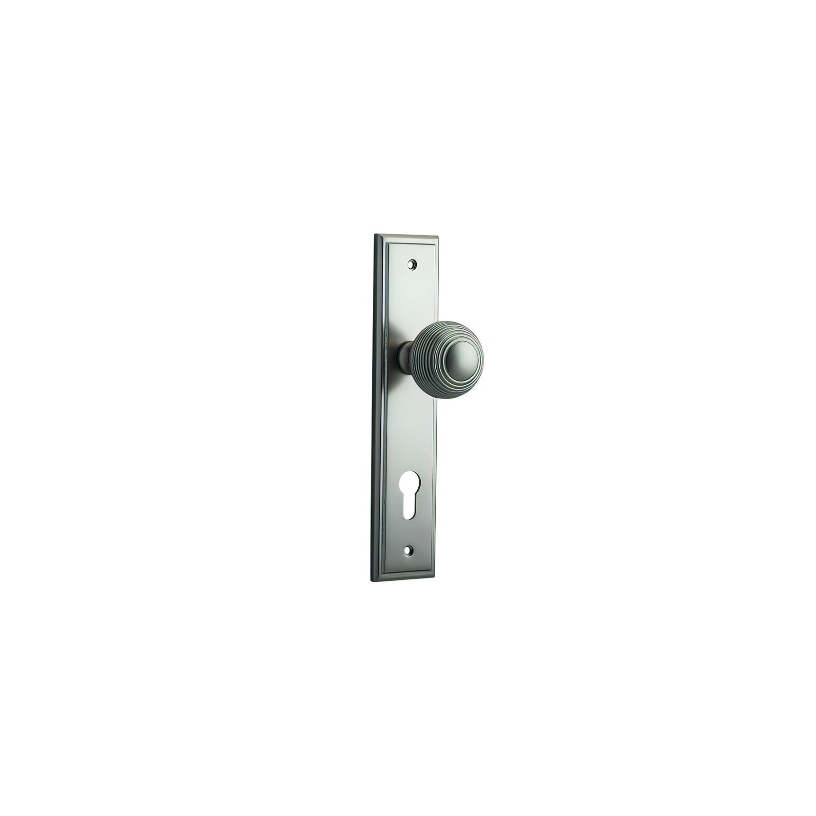 Iver Guildford Door Knob on Stepped Backplate Satin Nickel - Customise to your needs gallery detail image