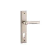 Iver Helsinki Door Lever on Stepped Backplate Satin Nickel gallery detail image