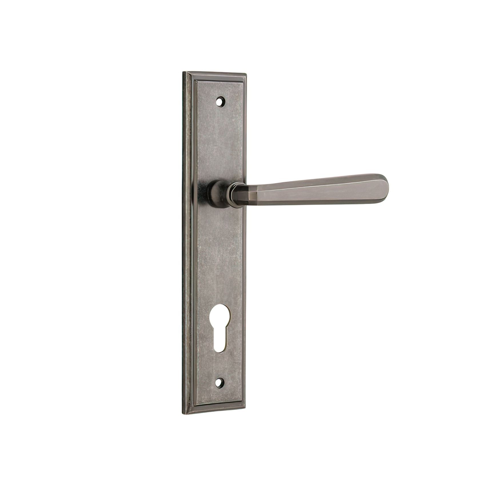 Iver Copenhagen Door Lever on Stepped Backplate Distressed Nickel gallery detail image