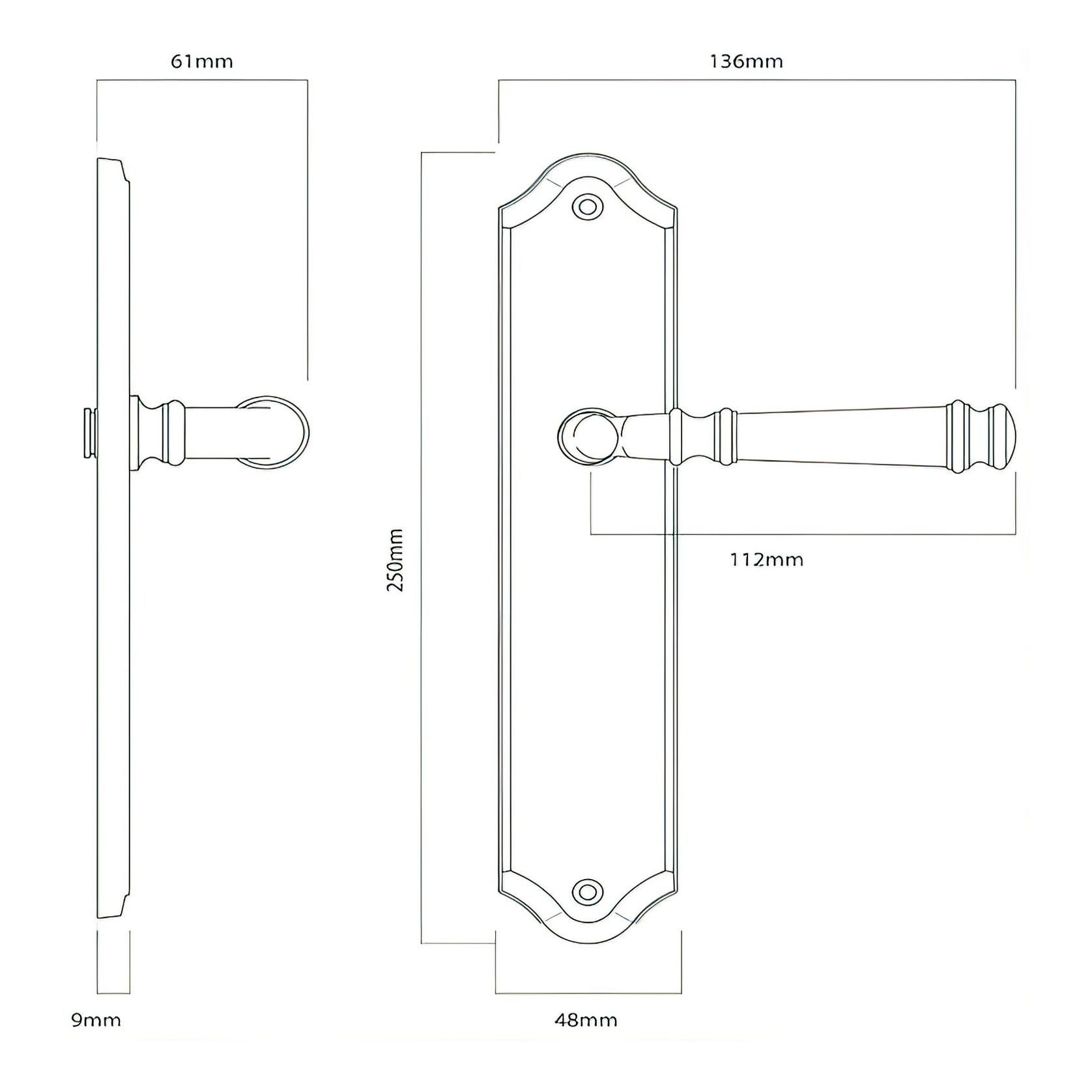Iver Verona Door Lever on Shouldered Backplate Distressed Nickel gallery detail image