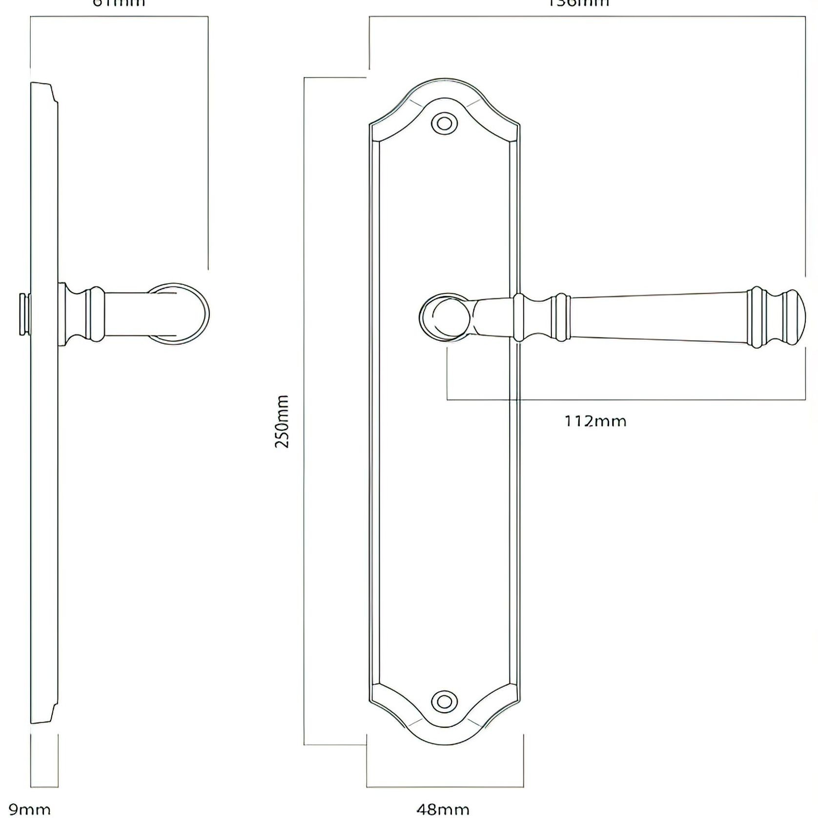 Iver Verona Door Lever on Shouldered Backplate Distressed Nickel gallery detail image