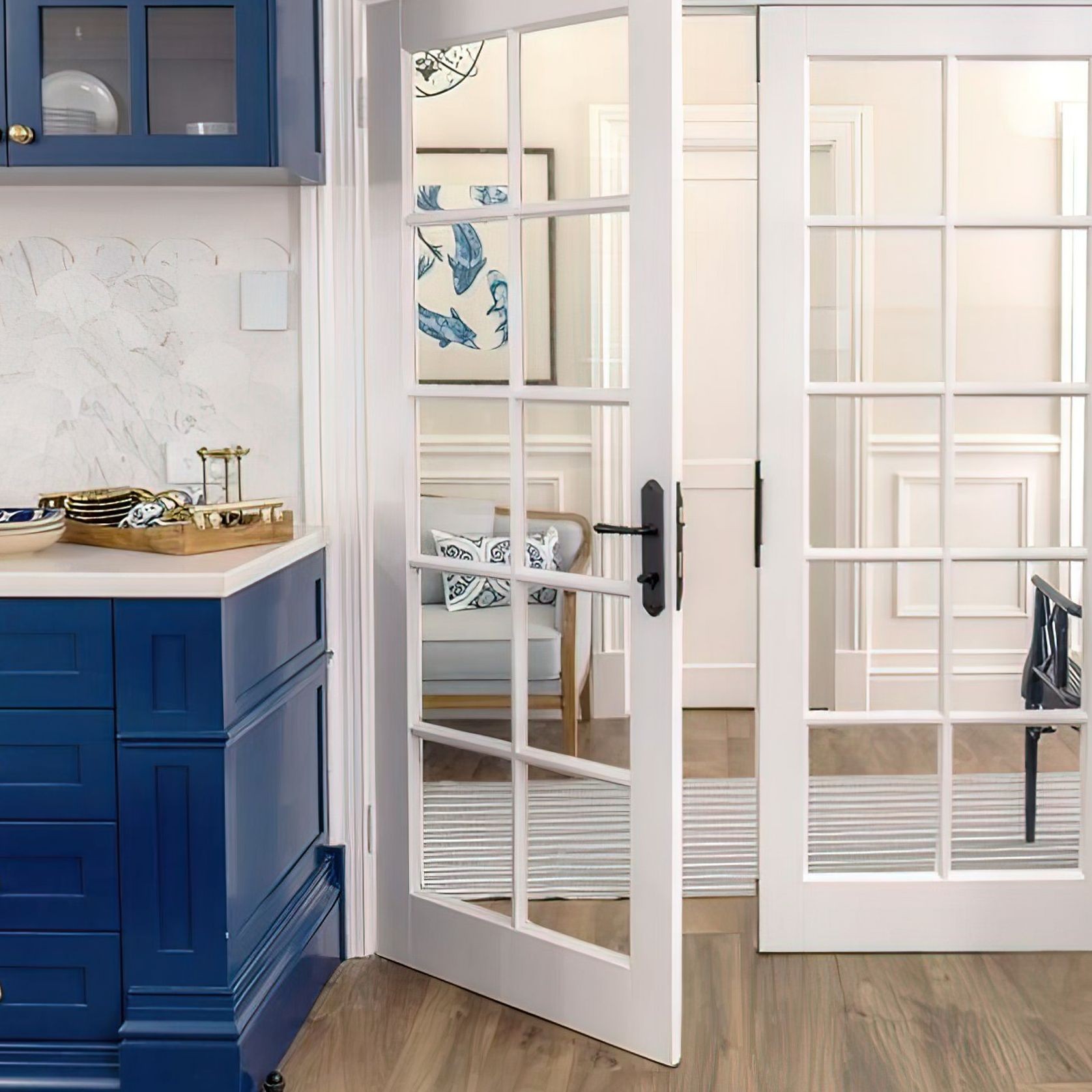 Iver Sarlat Lever Door Handle on Shouldered Backplate Signature Brass gallery detail image