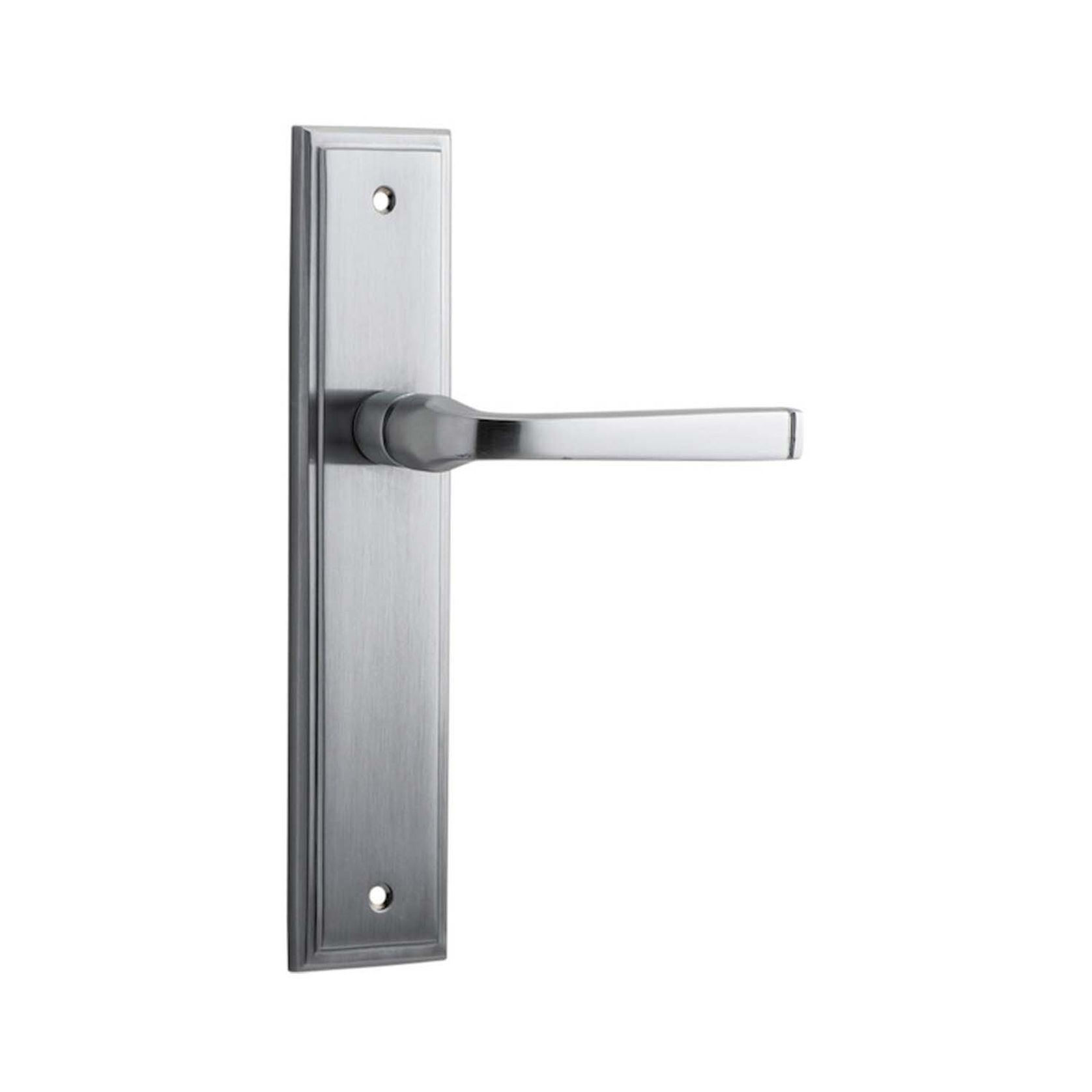 Iver Annecy Door Lever on Stepped Backplate Latch Brushed Chrome 12244 - Customise to your need gallery detail image