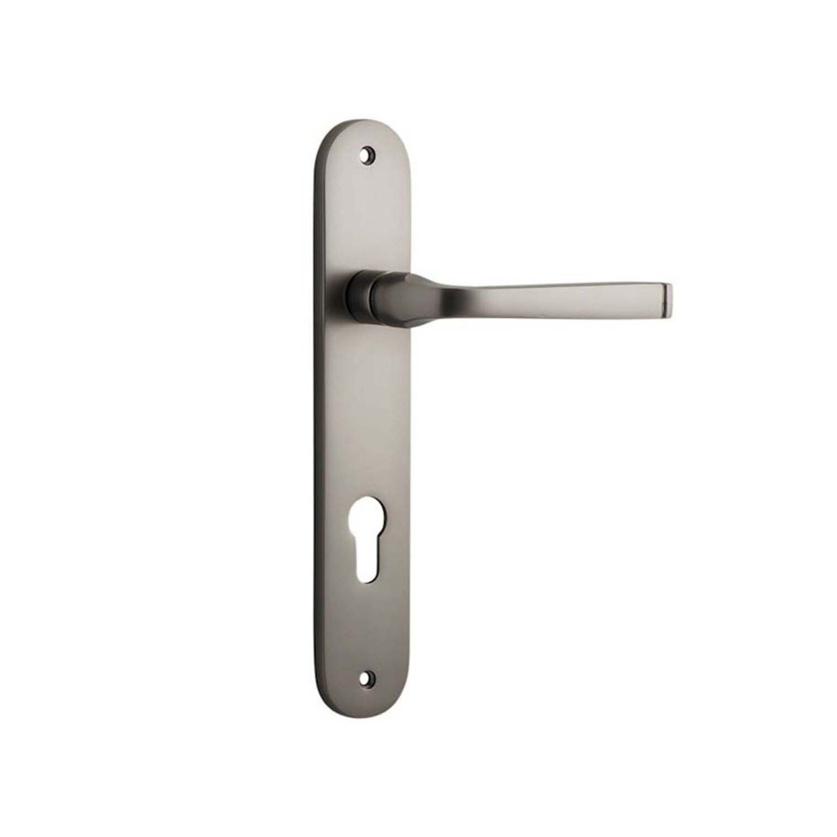 Iver Annecy Door Lever on Oval Backplate Euro Satin Nickel 14732E85 - Customise to your needs gallery detail image