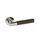 Kawajun Solid Brass and Leather Door Leverset TCC gallery detail image