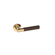 Kawajun Solid Brass and Leather Door Leverset TCC gallery detail image