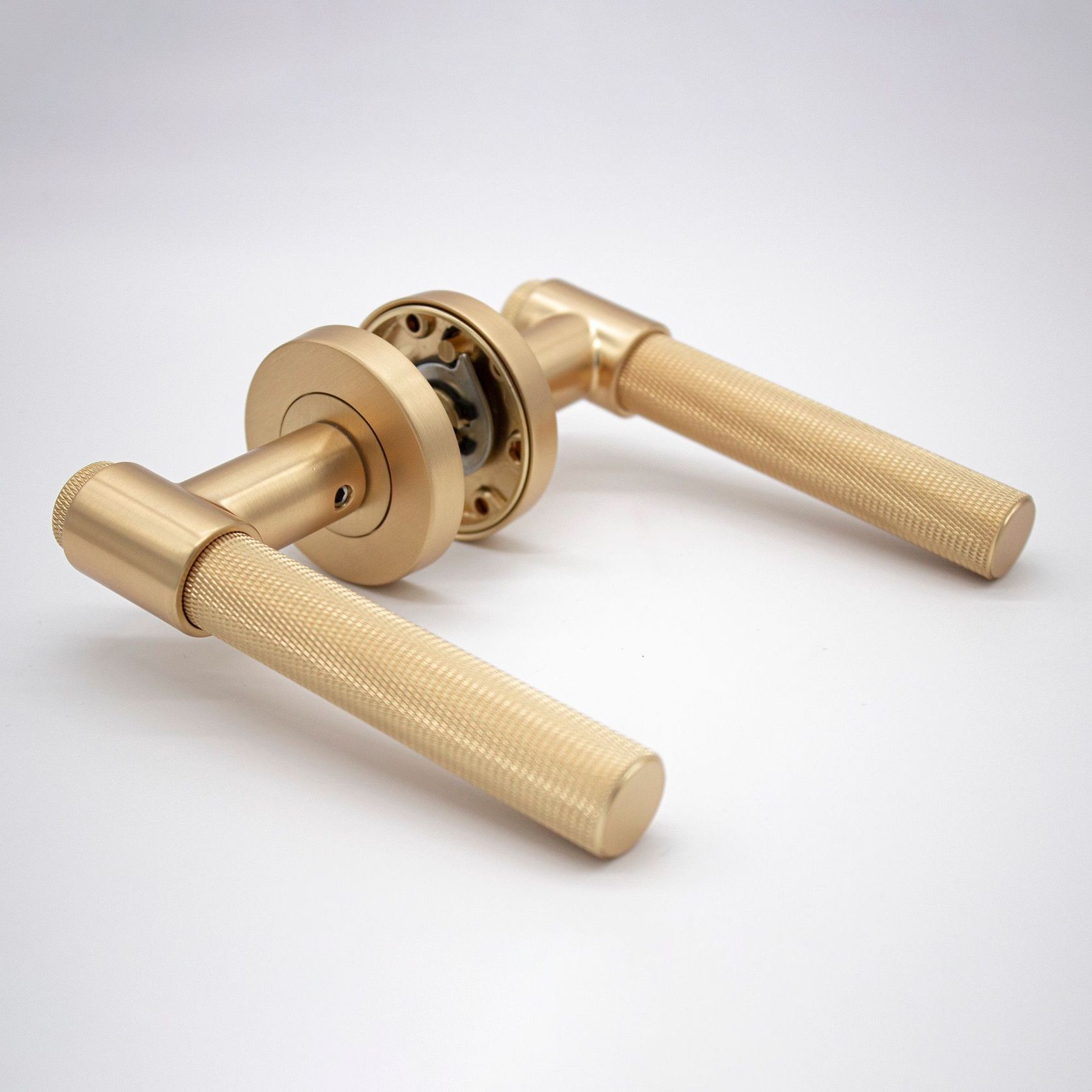 Satin Brass Knurled Passage Door Handle Rosedale ArchiPro AU