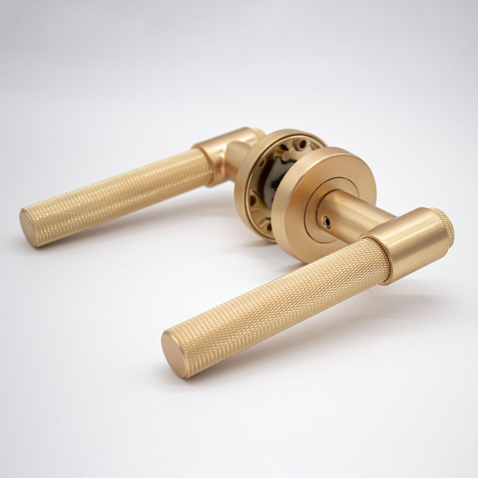Satin Brass Knurled Passage Door Handle Rosedale ArchiPro AU