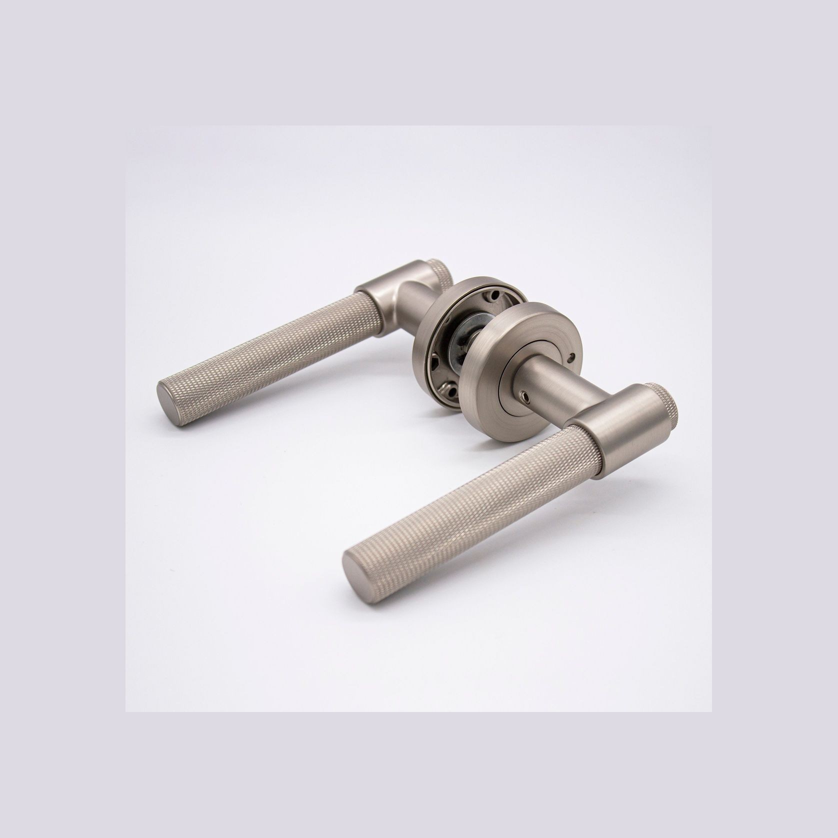Brushed Nickel Knurled Privacy Door Handle Rosedale ArchiPro AU
