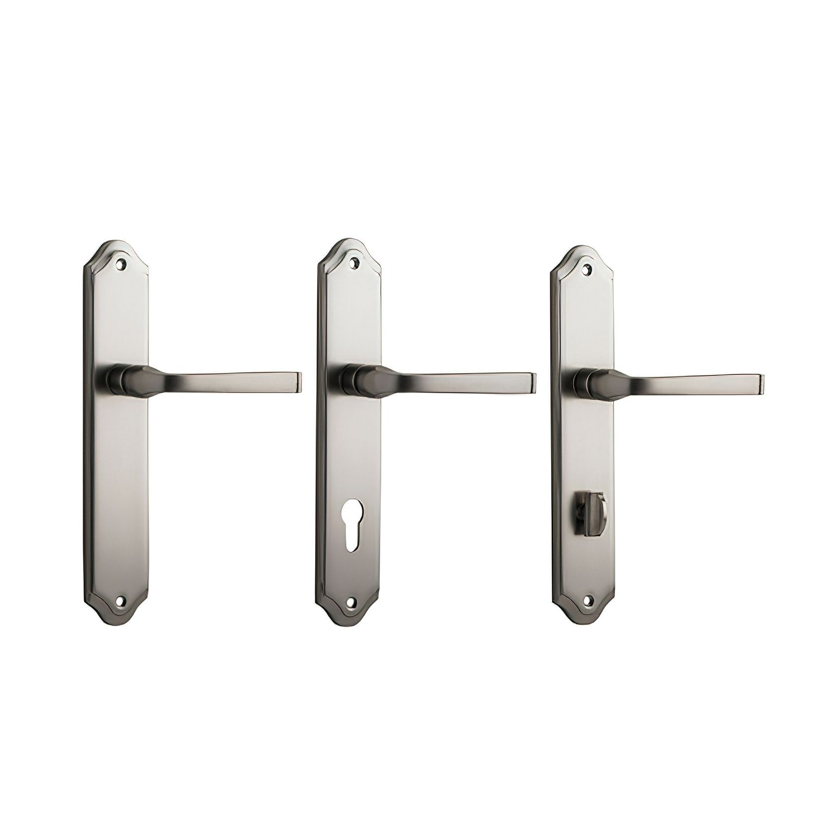 Door Lever on Shouldered Backplate Satin Nickel gallery detail image