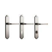 Door Lever on Shouldered Backplate Satin Nickel gallery detail image