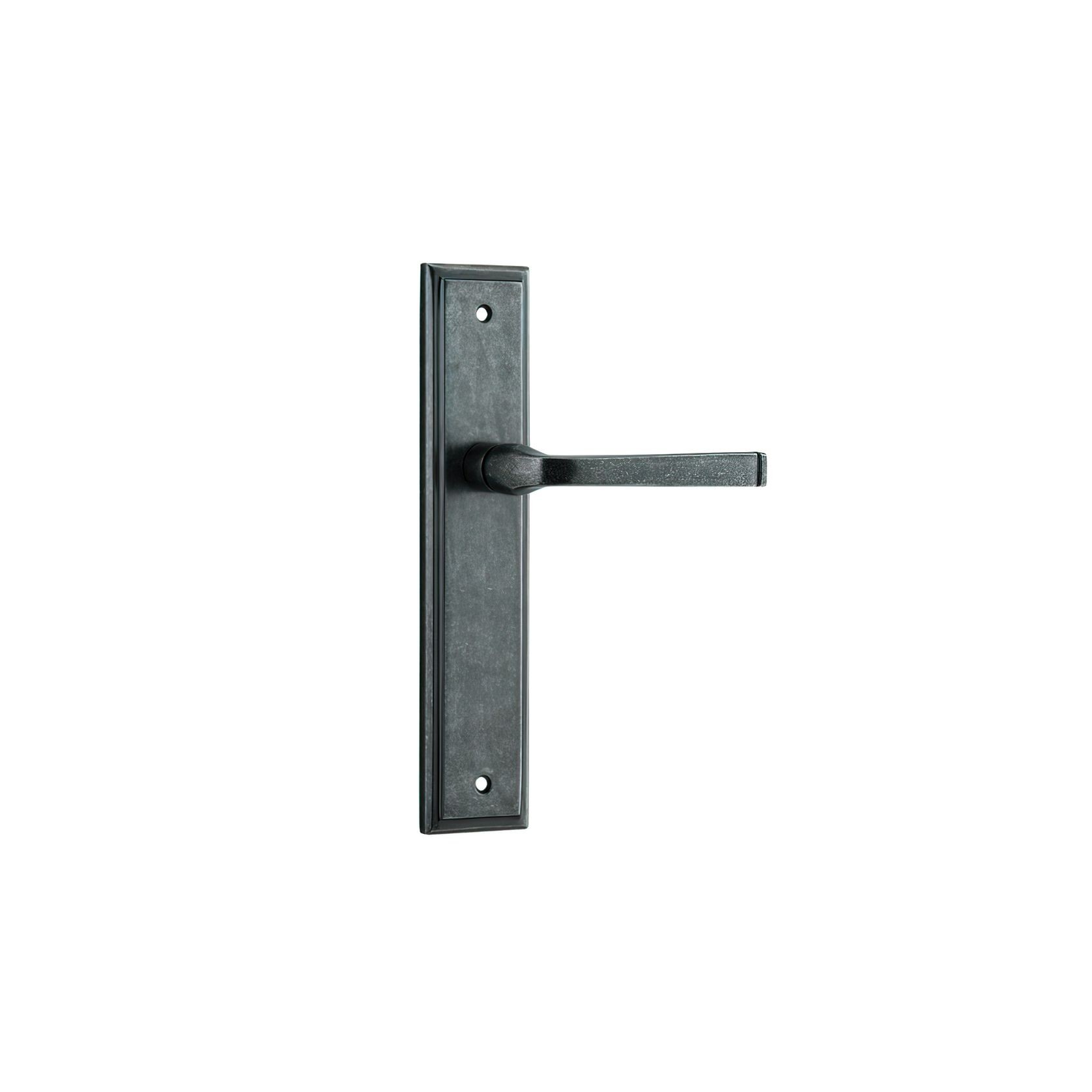 Iver Annecy Door Lever on Stepped Backplate Distressed Nickel gallery detail image