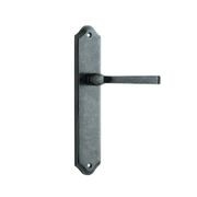 Iver Annecy Door Lever on Shouldered Backplate Distressed Nickel gallery detail image