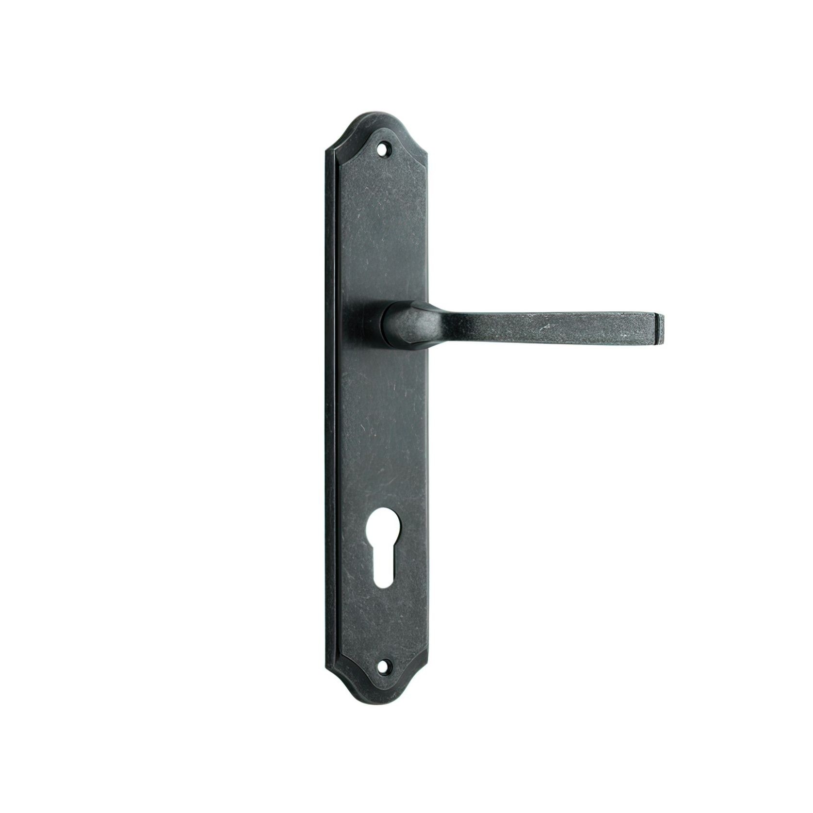 Iver Annecy Door Lever on Shouldered Backplate Distressed Nickel gallery detail image