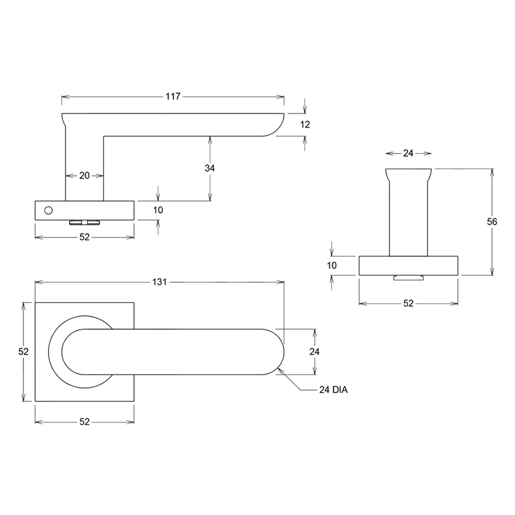 Iver Bronte Door Lever Handle on Square Rose Passage gallery detail image