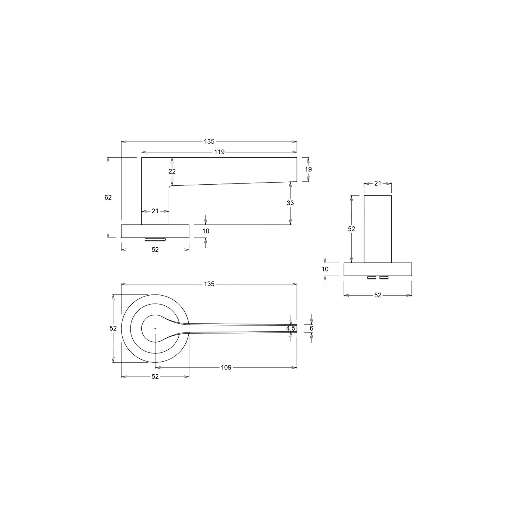 Iver Como Door Lever Handle on Round Rose Passage gallery detail image