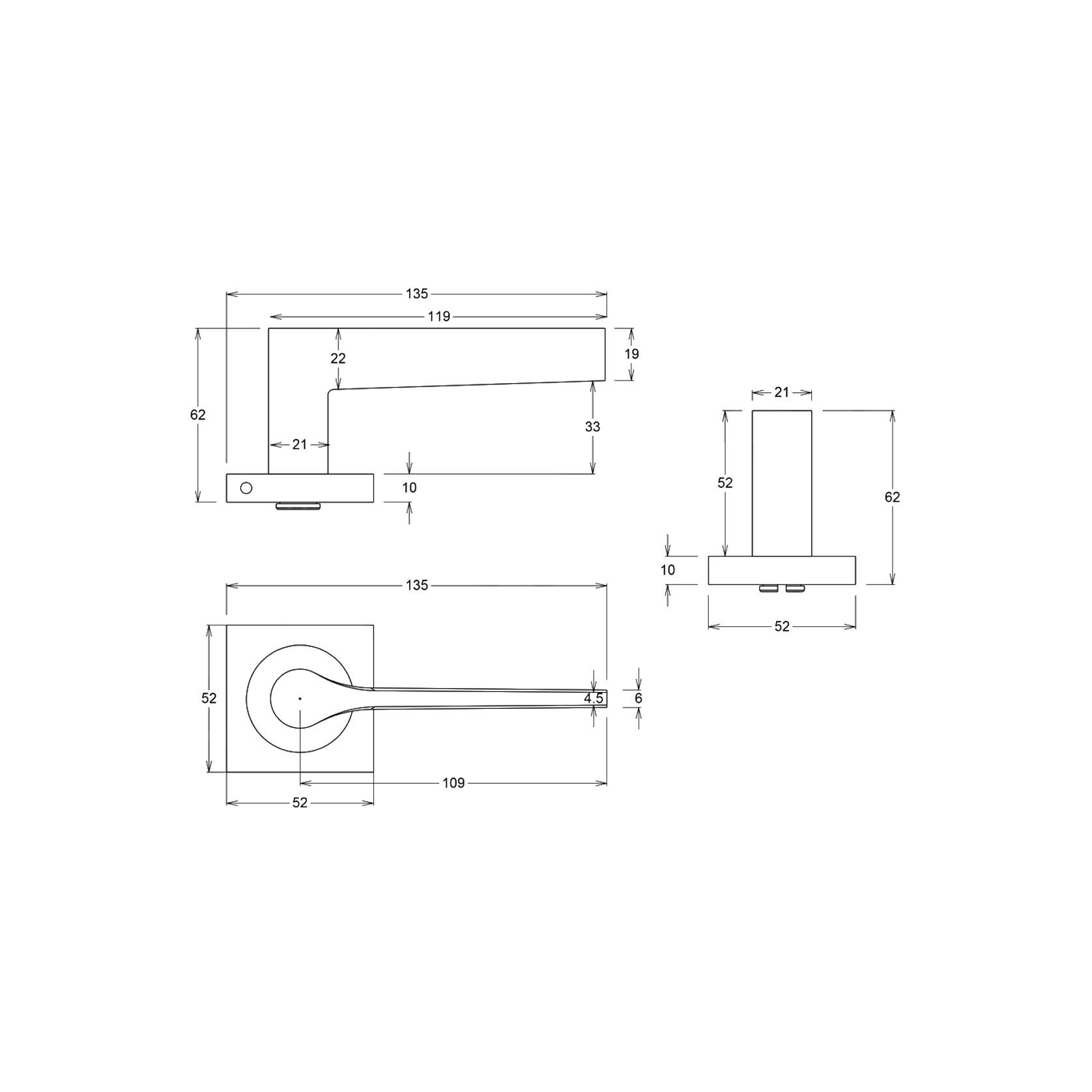 Iver Como Door Lever Handle on Square Rose Passage gallery detail image