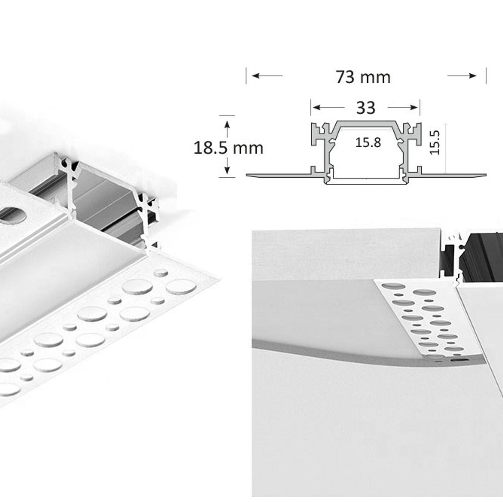 Small Size Plaster-in Trimless Extrusion gallery detail image